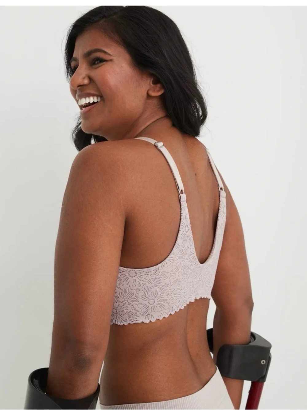 Aerie Real Sunnie Wireless  Lined Blossom Lace Bra Cocoa Cream 32A Intimates